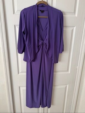 IMAN Collection Purple Knot-Front Dress with Jacket size Medium